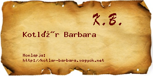 Kotlár Barbara névjegykártya